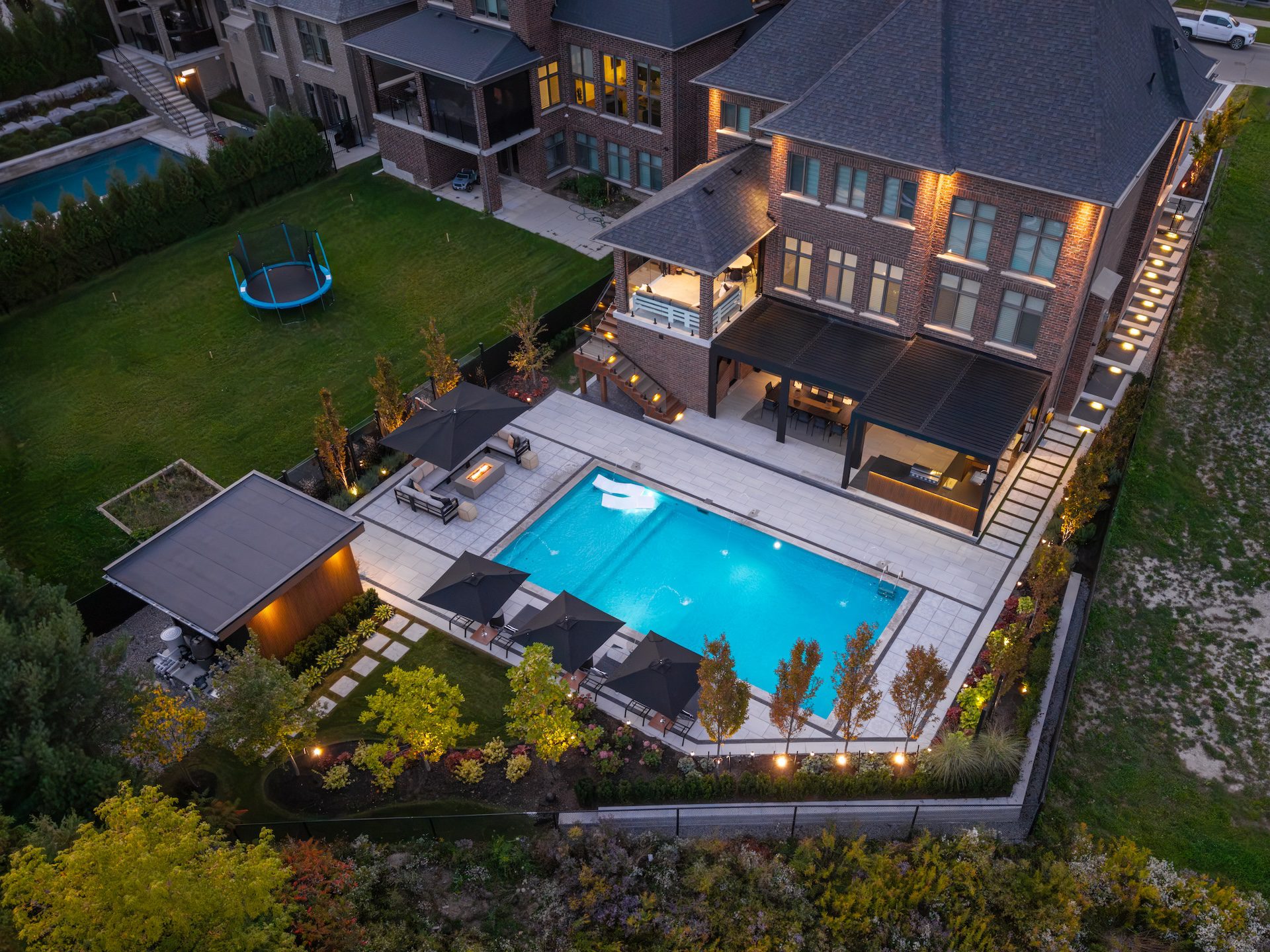top view luxury swimming pool